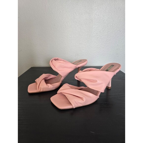 Zara pink ruched leather strapped heels women's size 39 - Picture 2 of 11